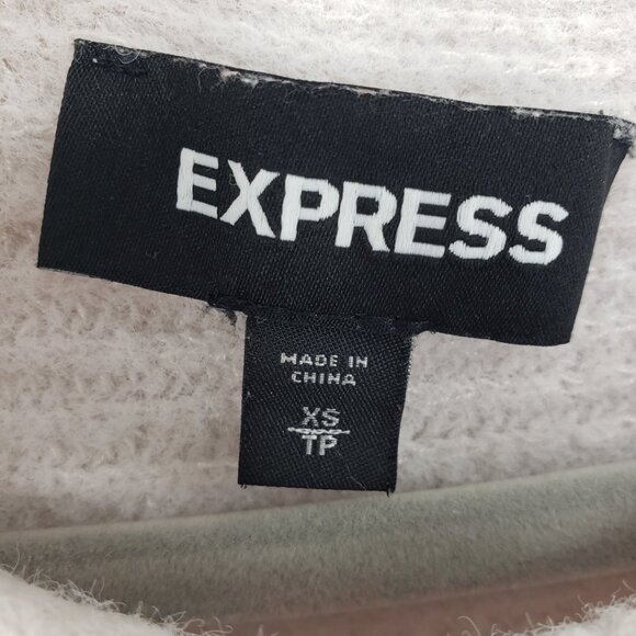 Express Asymmetric Hem Ribbed Knit Pullover Tunic Sweater XS Womens Pale Gray - Picture 4 of 10